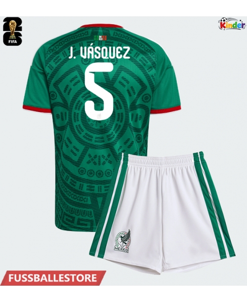 Günstige Mexiko Johan Vasquez #5 Heimtrikotsatz Kinder WM 2026 Kurzarm (+ Kurze Hosen)